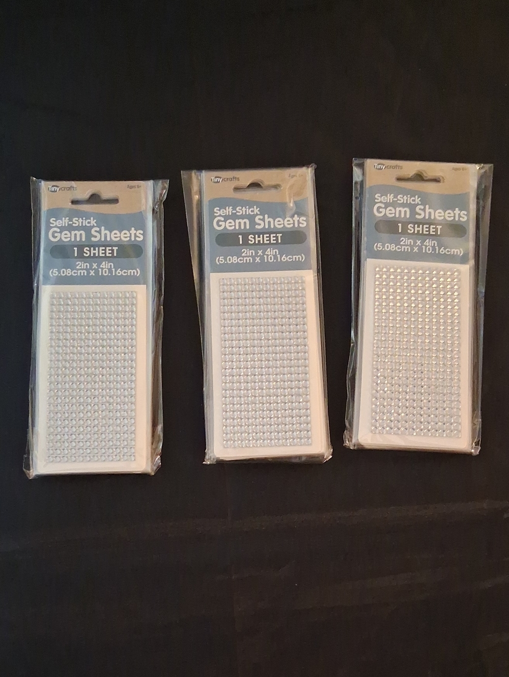 Tiny Crafts Self-Stick Gem Sheets - Square Back Rhinestone Craft Lot (18 Sheets)